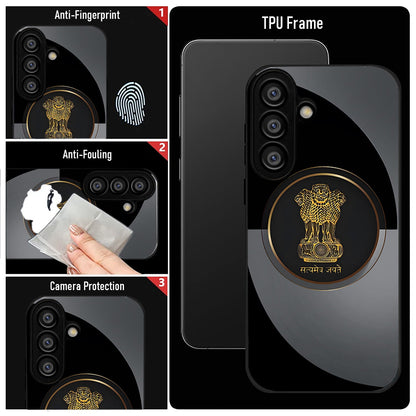 Samsung Galaxy A36 Premium Acrylic Shockproof Glass Back Case (Satyamev Noir)