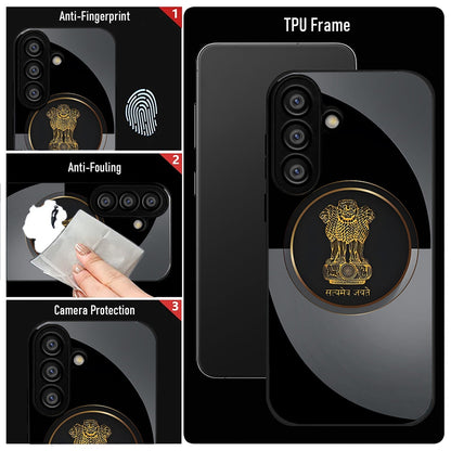 Samsung Galaxy A56 Premium Acrylic Shockproof Glass Back Case (Satyamev Noir)