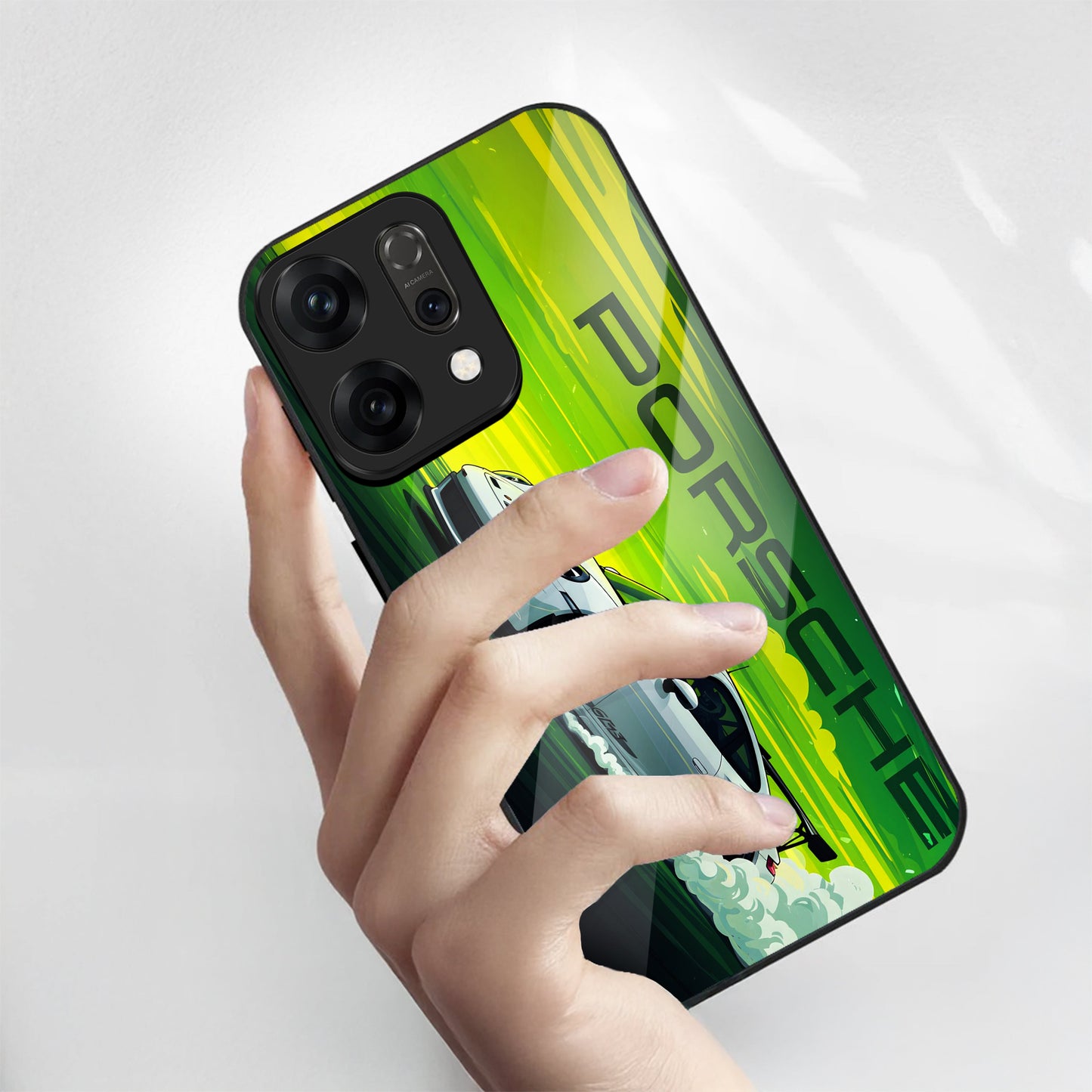 Oppo Reno 14 5G Premium Acrylic Shockproof Glass Back Case (Speedster Case)