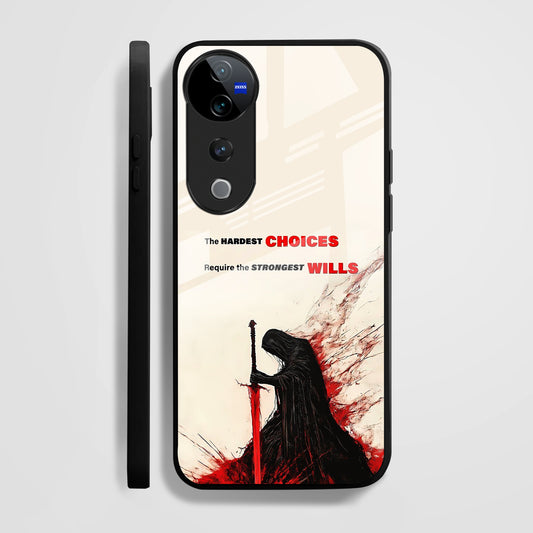 Vivo V40 Pro 5G Premium Acrylic Shockproof Glass Back Case ( warriors case )
