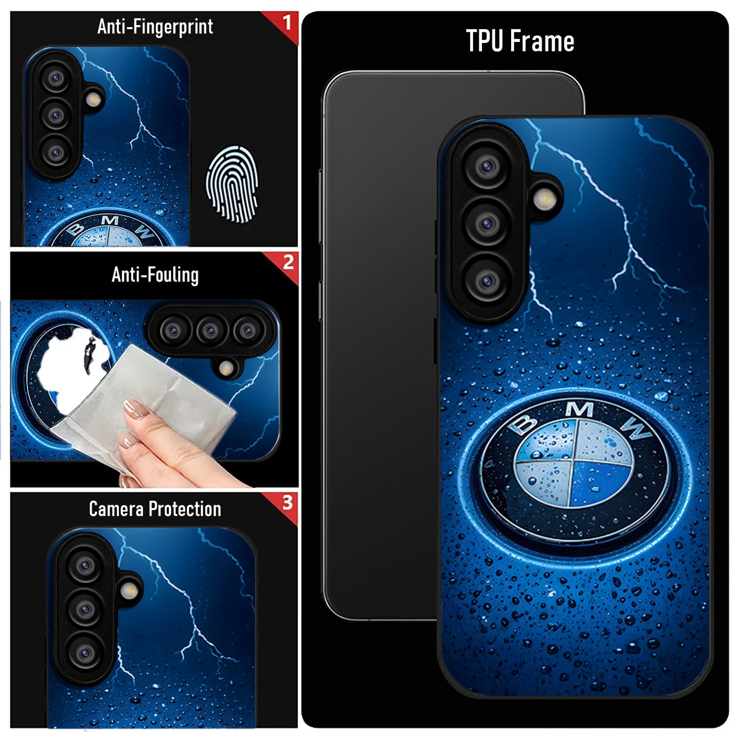 Samsung Galaxy A36 Premium Acrylic Shockproof Glass Back Case (Lightning Badge)