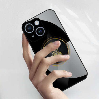 iPhone 15 Premium Acrylic Shockproof Glass Back Case (Satyamev Noir)