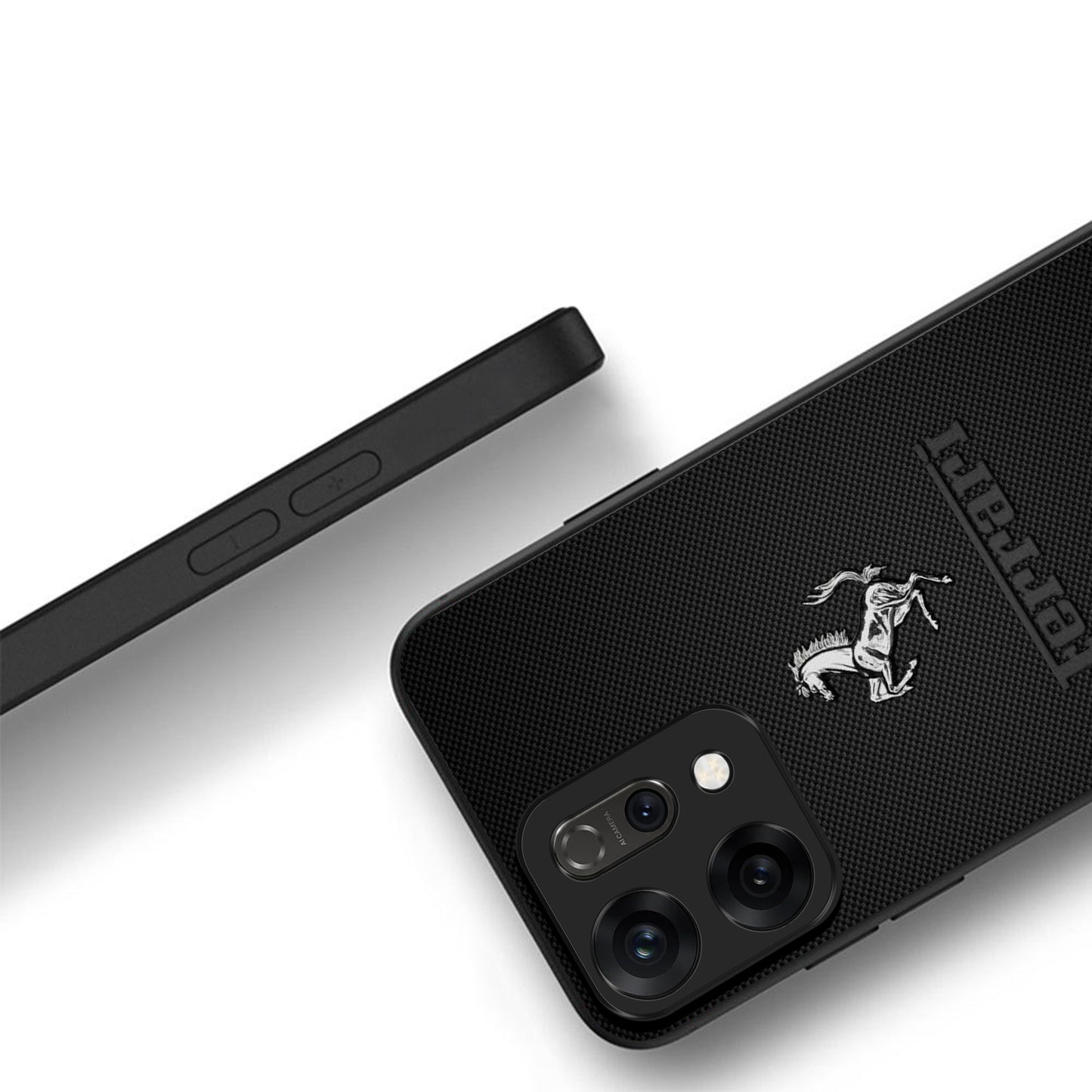 Oppo Reno 14 5G Premium Acrylic Shockproof Glass Back Case (Ferrari Carbon Fiber)