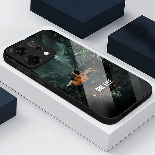 Oppo Reno 14 5G Premium Acrylic Shockproof Glass Back Case (Jeep Case)