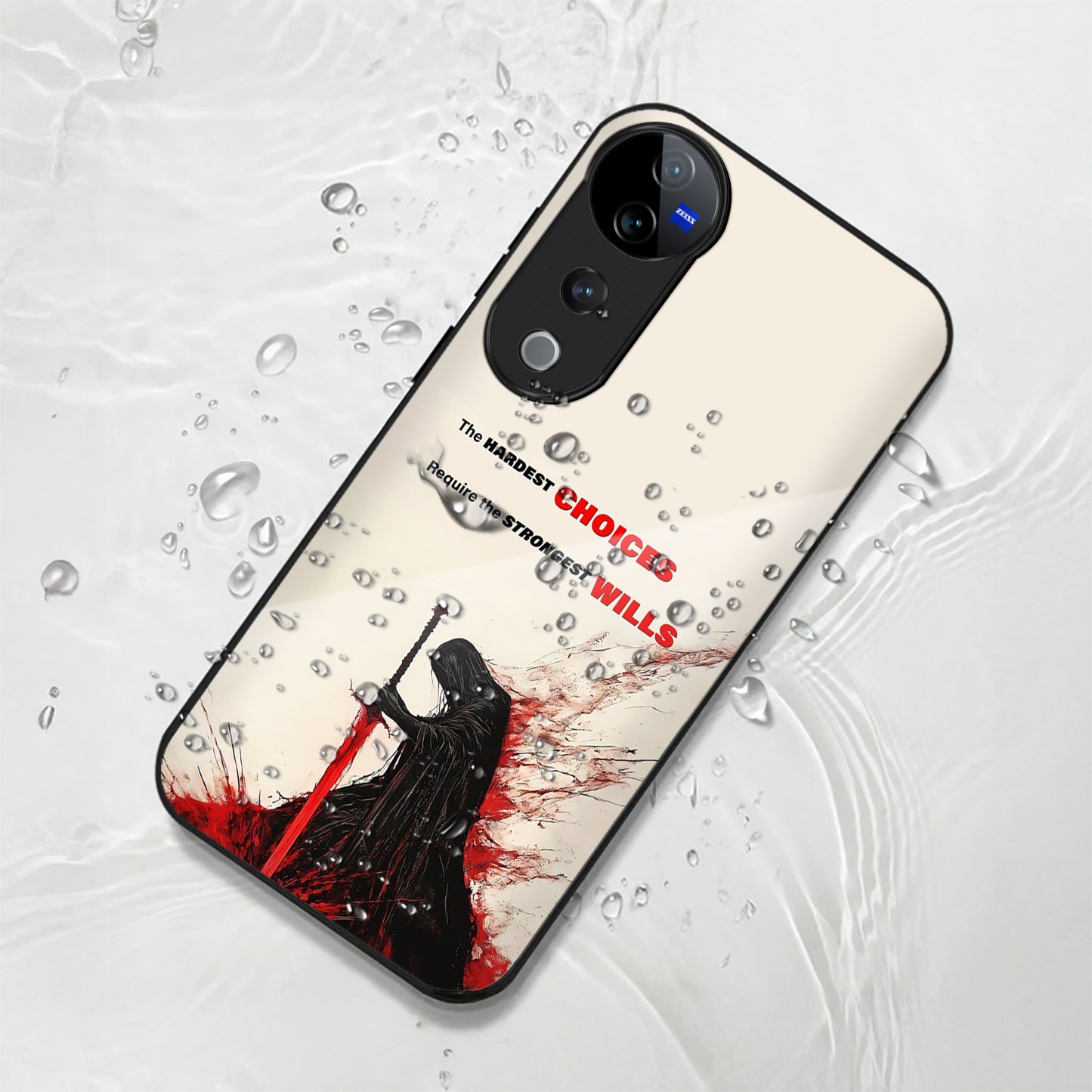 Vivo V40 Pro 5G Premium Acrylic Shockproof Glass Back Case ( warriors case )