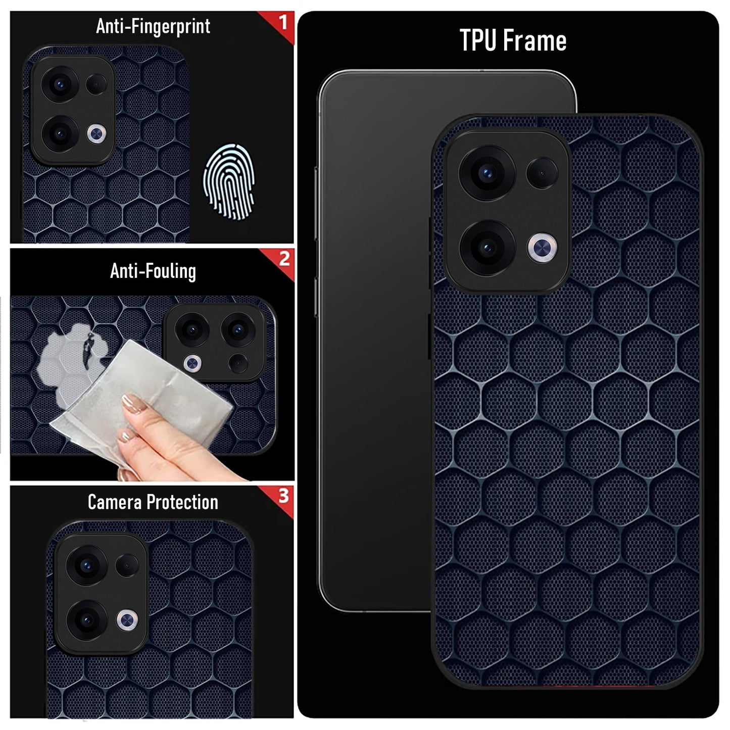 Oppo Reno 13 5G Premium Acrylic Shockproof Glass Back Case (Midnight Mesh)