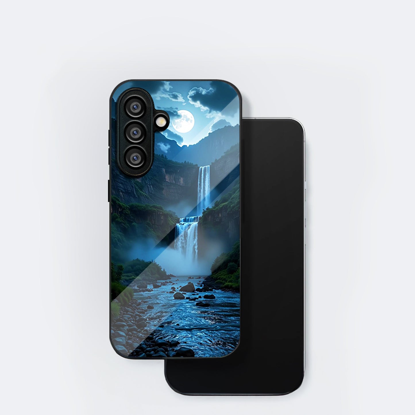 Samsung Galaxy A36 Premium Acrylic Shockproof Glass Back Case (Moonlit waterfall)
