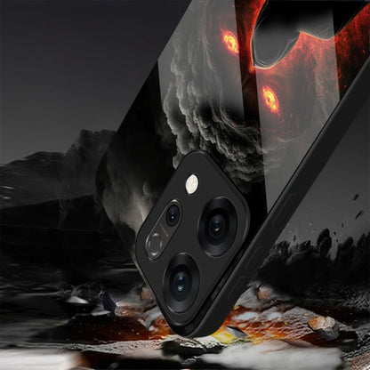 Oppo Reno 14 5G Premium Acrylic Shockproof Glass Back Case ( Dark Flame )