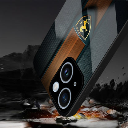 iPhone 15 Premium Acrylic Shockproof Glass Back Case (Royal Roadster)