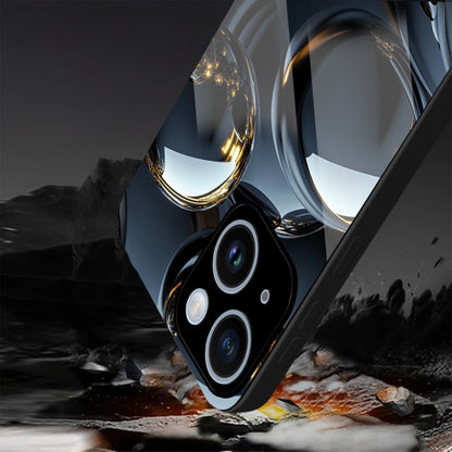 iPhone 15 Premium Acrylic Shockproof Glass Back Case (Mirror Spheres)