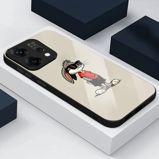 Oppo Reno 14 5G Premium Acrylic Shockproof Glass Back Case (Bunny Case)