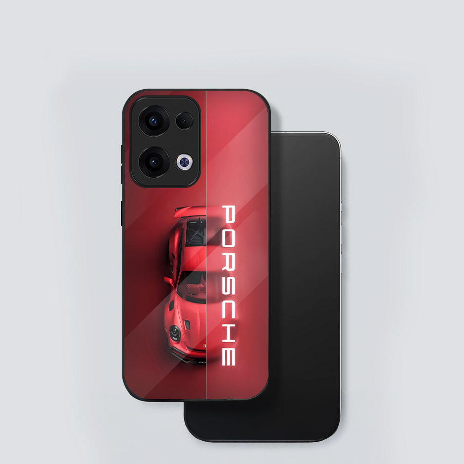 Oppo Reno 13 5G Premium Acrylic Shockproof Glass Back Case (Red Porsche)