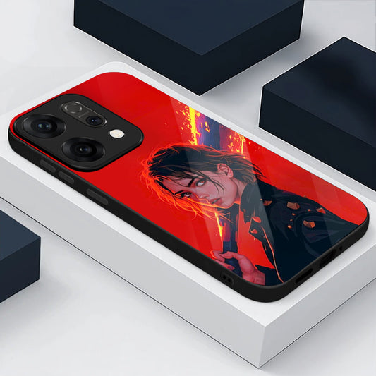Oppo Reno 14 5G Premium Acrylic Shockproof Glass Back Case (Flame Case)