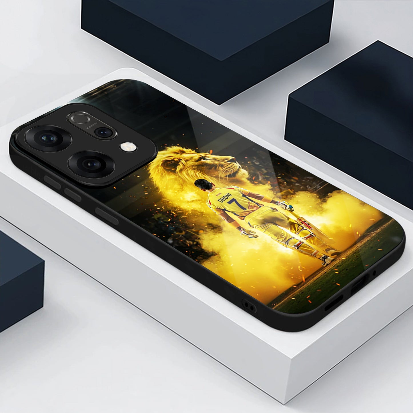 Oppo Reno 14 5G Premium Acrylic Shockproof Glass Back Case (Dhoni)