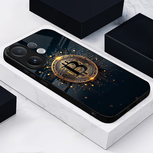 Vivo V60 5G Premium Acrylic Shockproof Glass Back Case ( Bitcoin Armon )