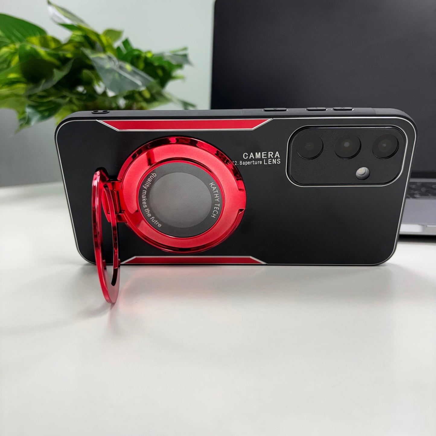 Samsung Galaxy S24 FE 5G Original Luxury Aluminium Metal Magnifier Ring Stand Case