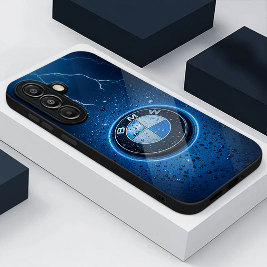 Samsung Galaxy A56 Premium Acrylic Shockproof Glass Back Case (Lightning Badge)