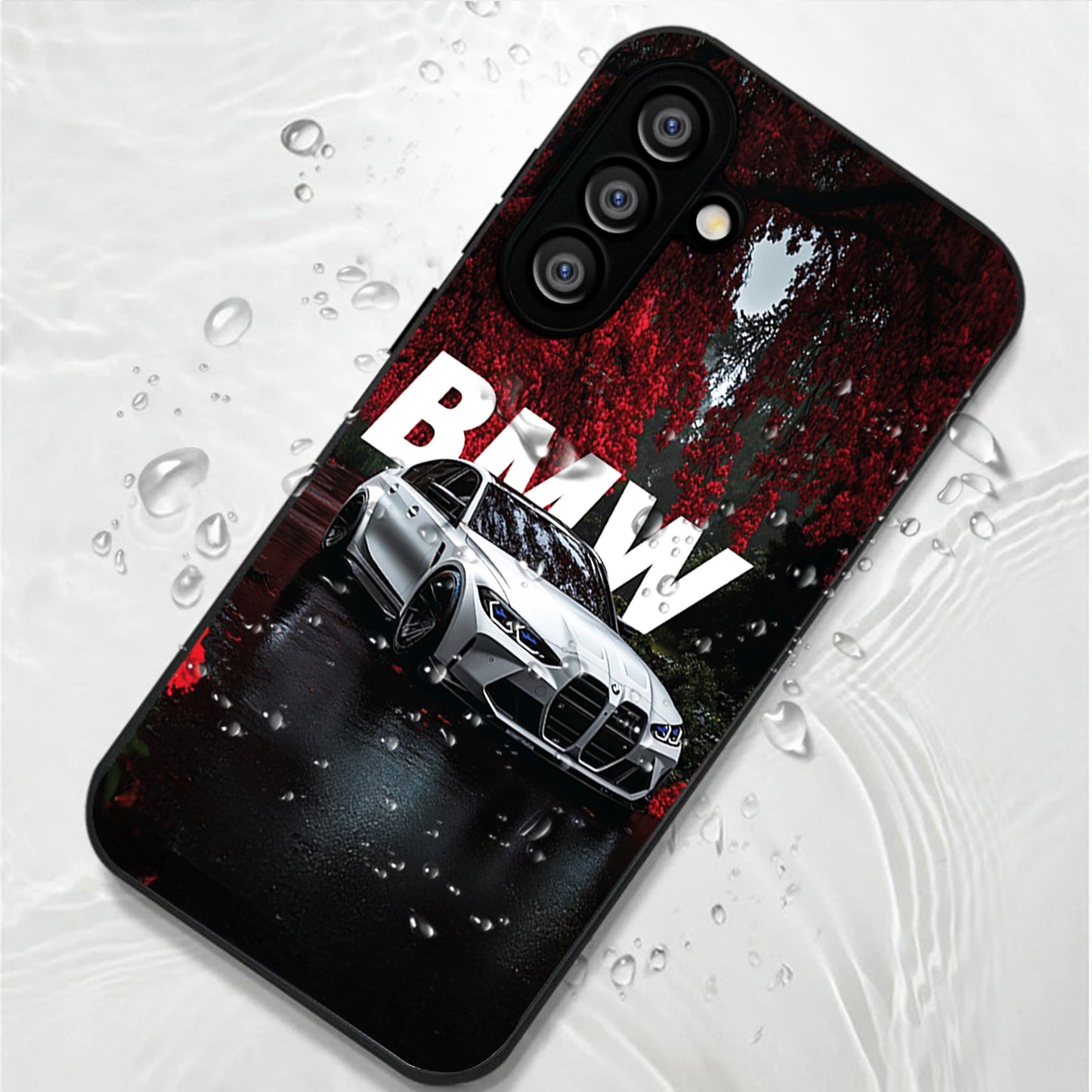 Samsung Galaxy A36 Premium Acrylic Shockproof Glass Back Case (Redline BMW)