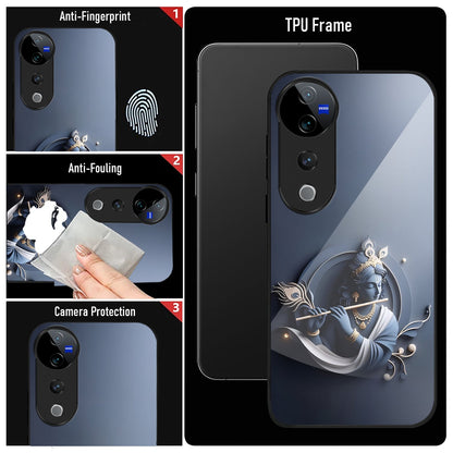 Vivo V40 Pro 5G Premium Acrylic Shockproof Glass Back Case ( Krishna)