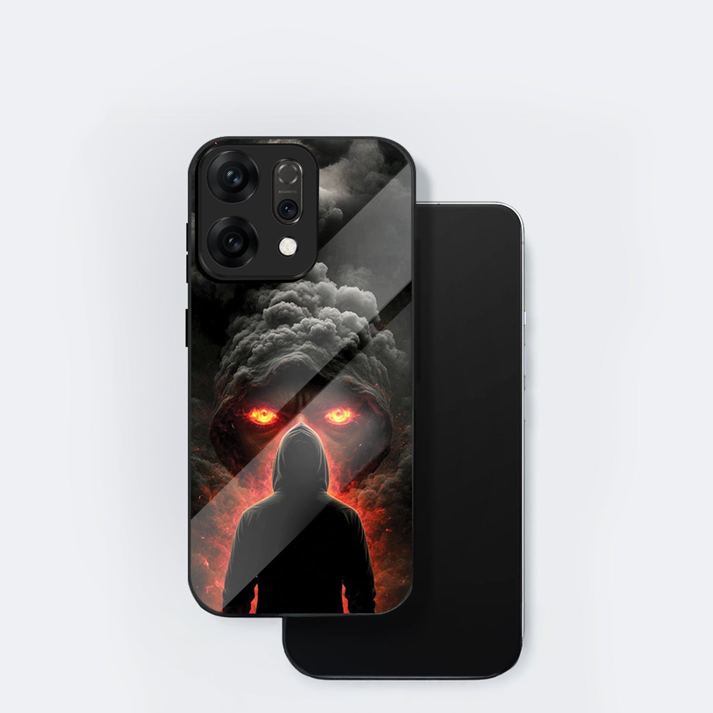 Oppo Reno 14 5G Premium Acrylic Shockproof Glass Back Case ( Dark Flame )