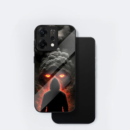 Oppo Reno 14 5G Premium Acrylic Shockproof Glass Back Case ( Dark Flame )