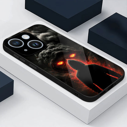 iPhone 14 Premium Acrylic Shockproof Glass Back Case (Dark Flame)