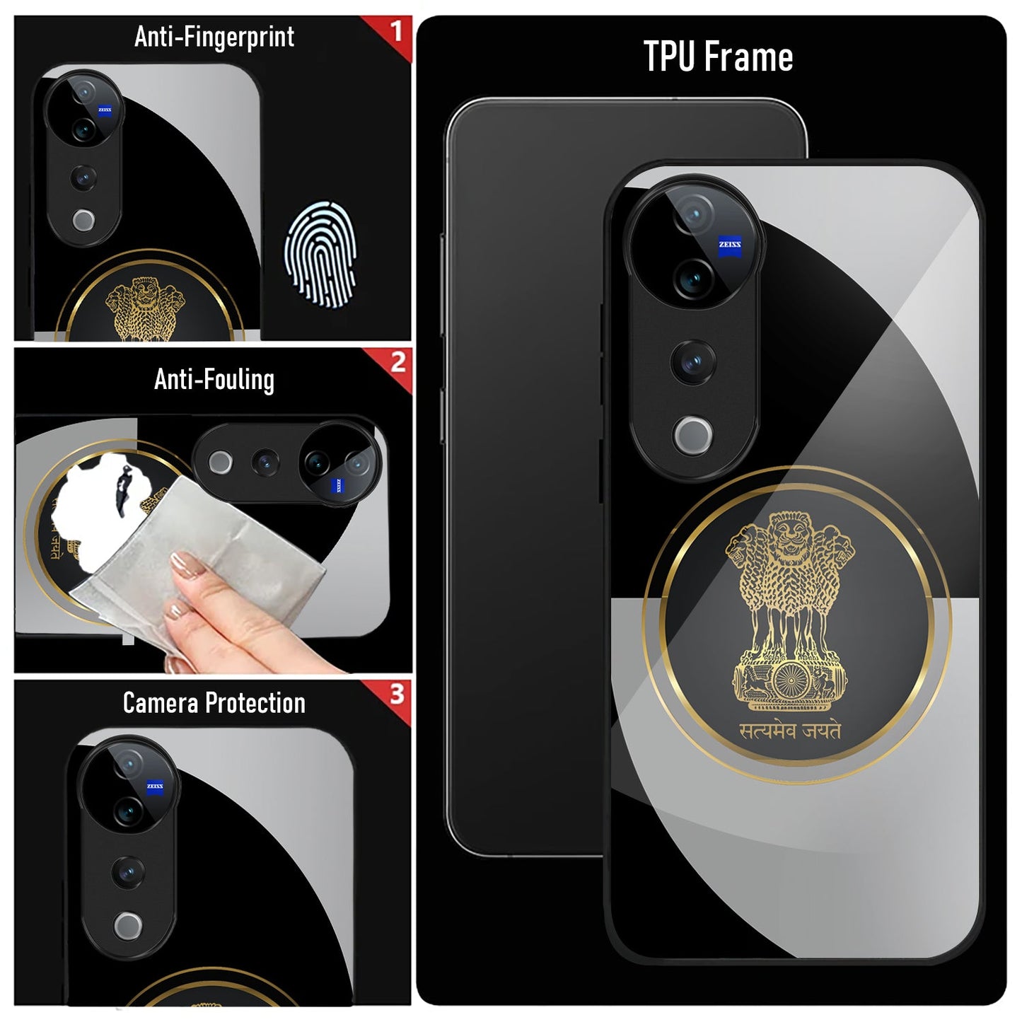 Vivo V40 Pro 5G Premium Acrylic Shockproof Glass Back Case (Satyamev Case)