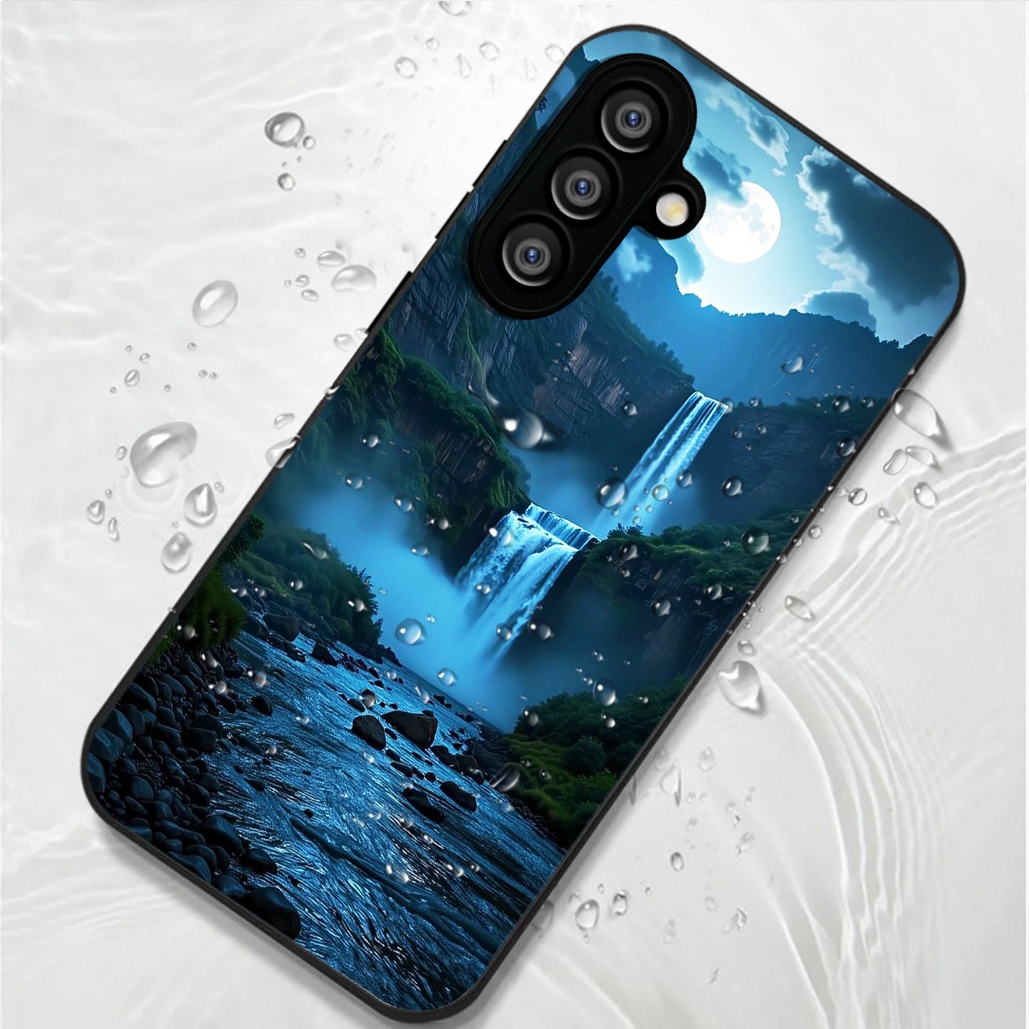 Samsung Galaxy A36 Premium Acrylic Shockproof Glass Back Case (Moonlit waterfall)
