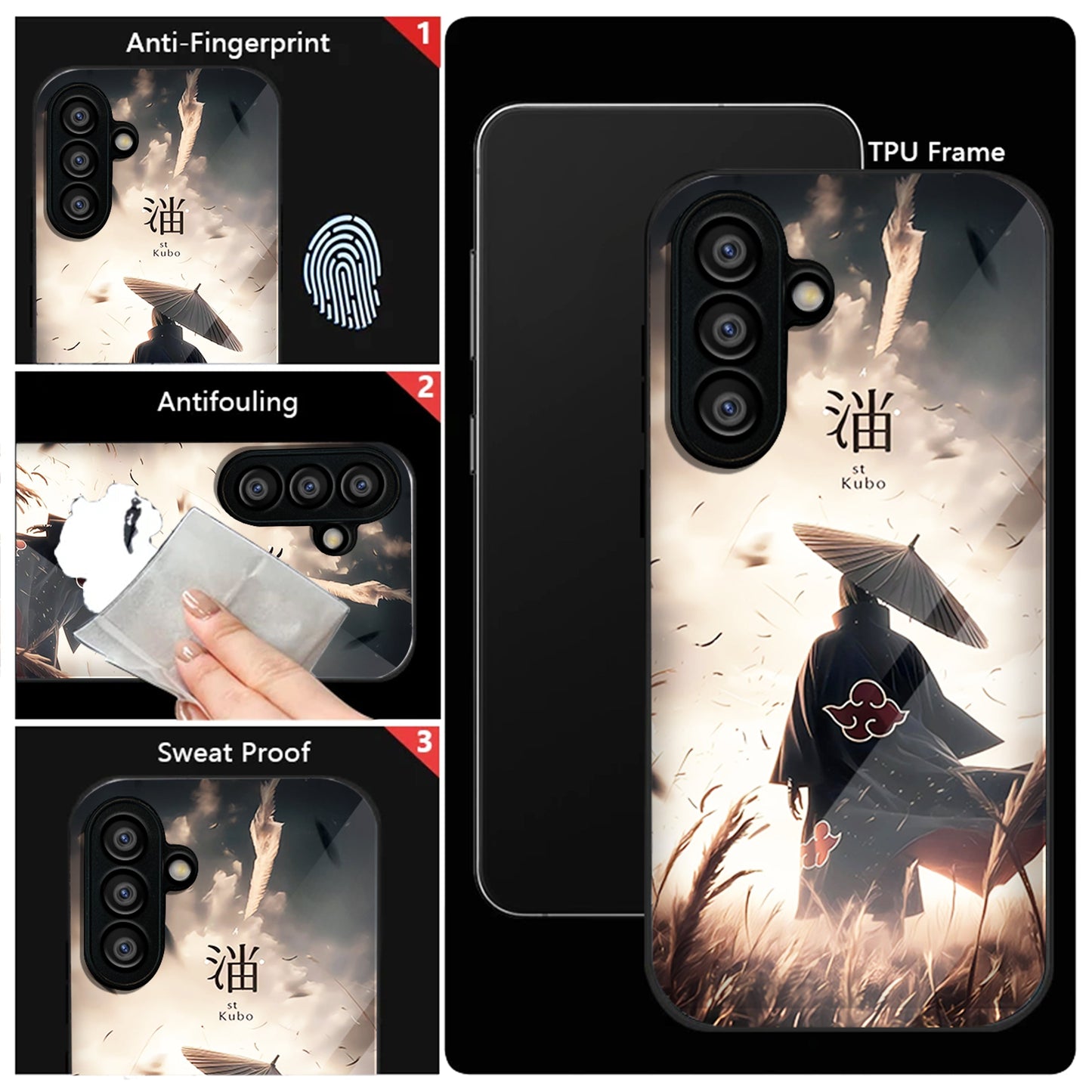 Samsung Galaxy A56 Premium Acrylic Shockproof Glass Back Case (Akatsuki cloak)