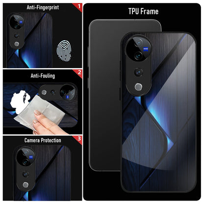 Vivo V40 Pro 5G Premium Acrylic Shockproof Glass Back Case (Blue Flame)