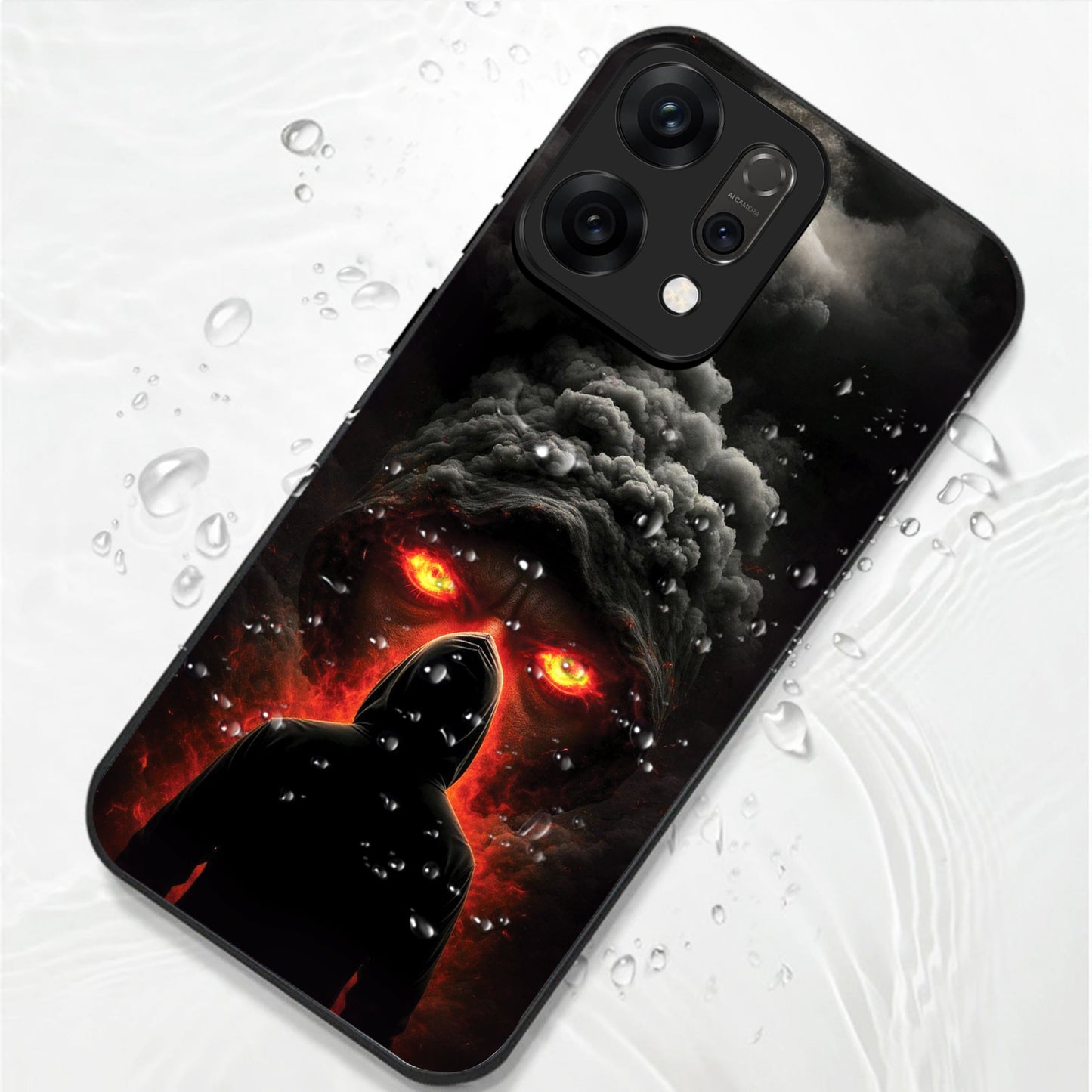 Oppo Reno 14 5G Premium Acrylic Shockproof Glass Back Case ( Dark Flame )