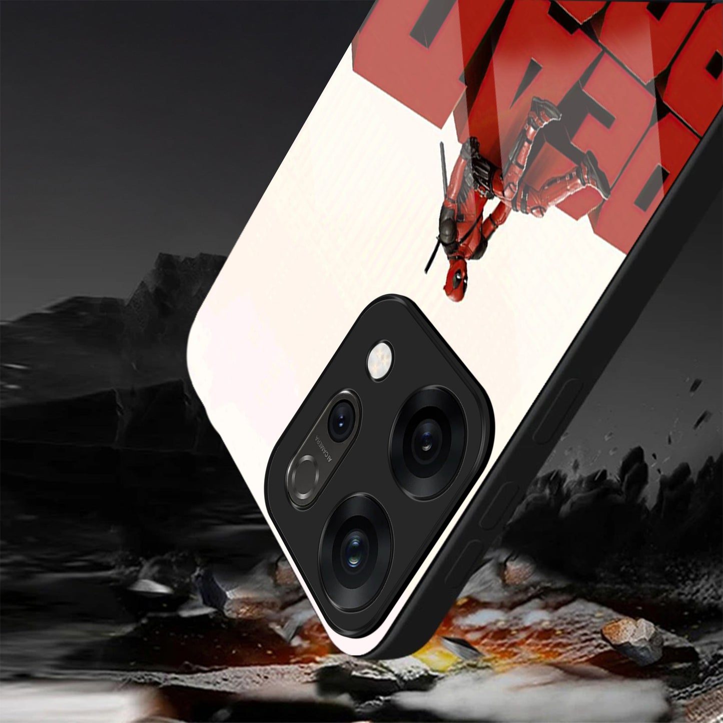 Oppo Reno 14 5G Premium Acrylic Shockproof Glass Back Case (Deadpool Case)