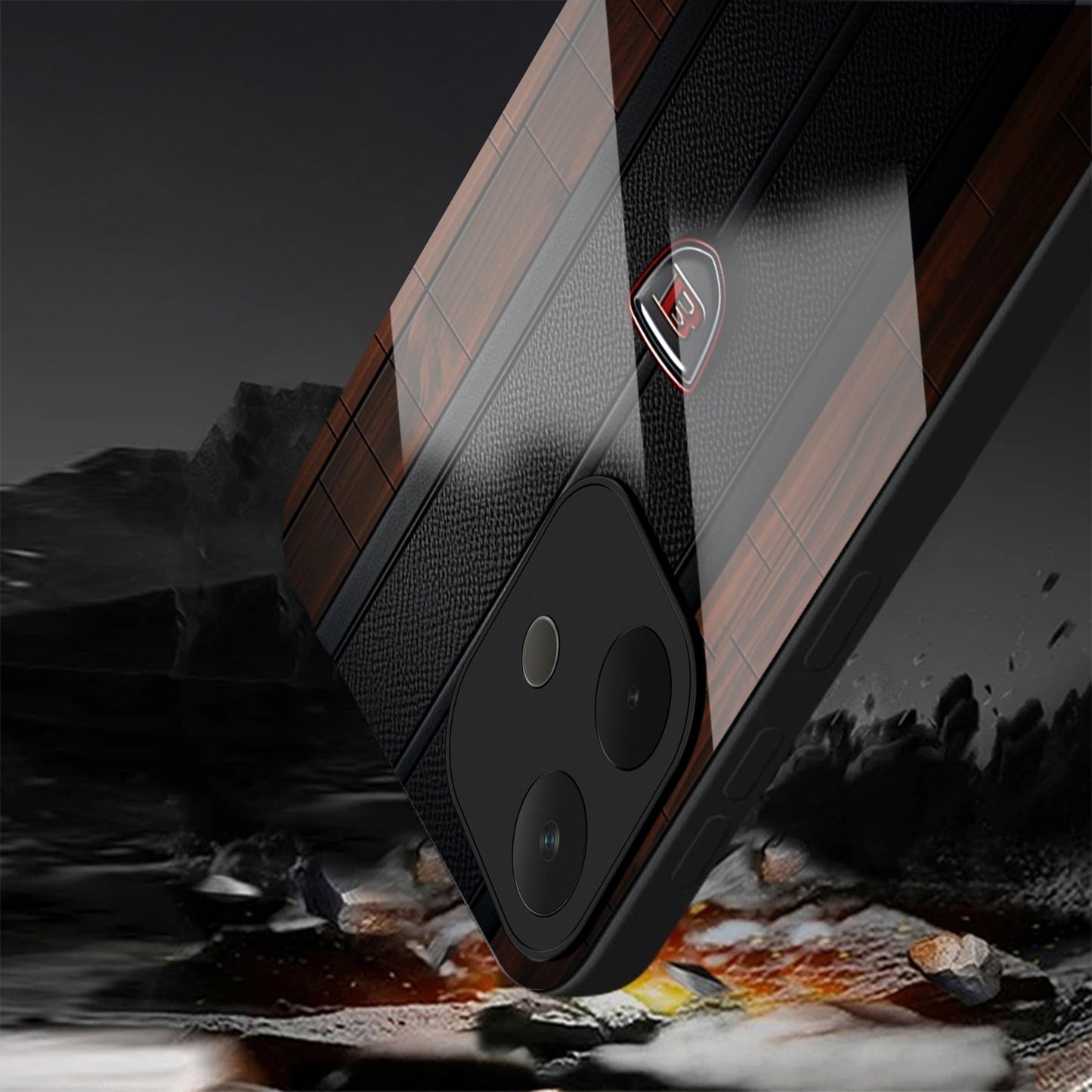 Oppo A5 Pro 5G Premium Acrylic Shockproof Glass Back Case (Carbon Oak)