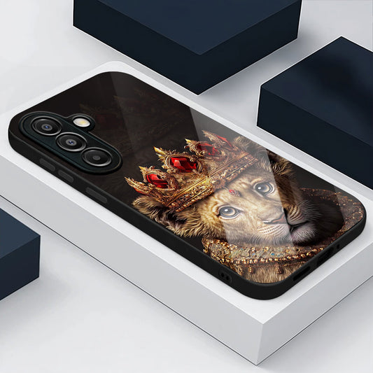 Samsung Galaxy A36 Premium Acrylic Shockproof Glass Back Case (Royal Crown)