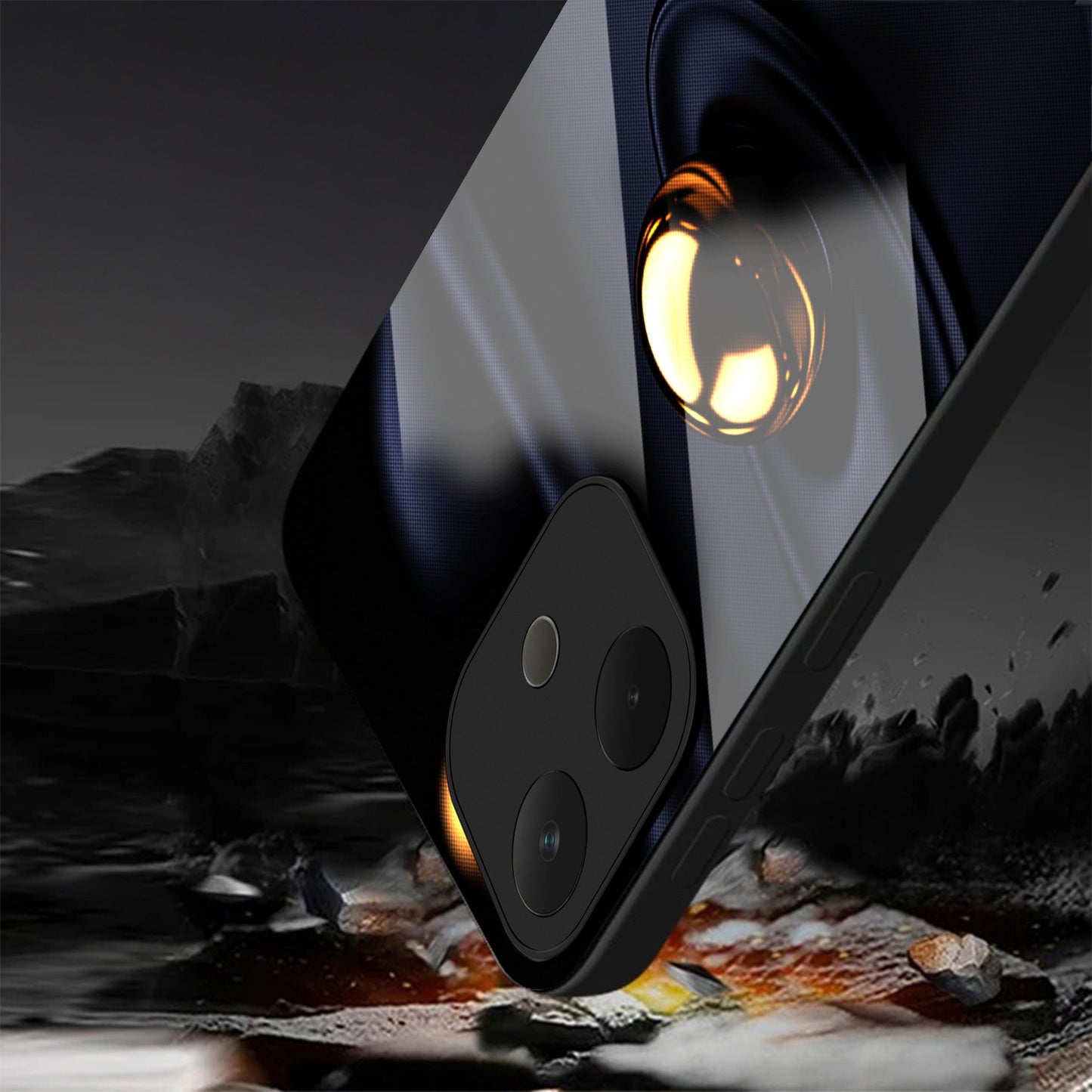 Oppo A5 Pro 5G Premium Acrylic Shockproof Glass Back Case (Golden Ripple)