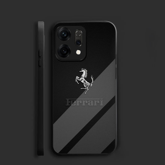 Oppo Reno 14 5G Premium Acrylic Shockproof Glass Back Case (Ferrari Carbon Fiber)