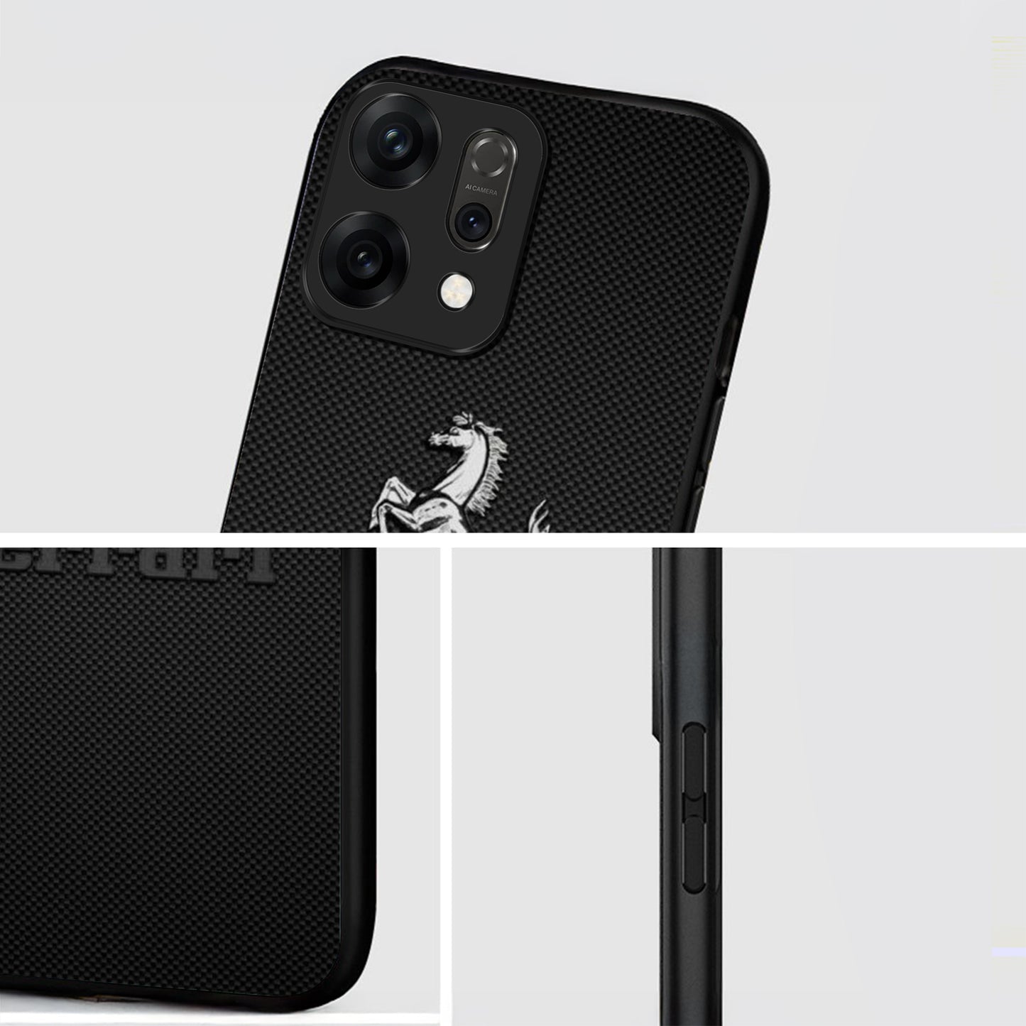 Oppo Reno 14 5G Premium Acrylic Shockproof Glass Back Case (Ferrari Carbon Fiber)