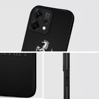 Oppo Reno 14 5G Premium Acrylic Shockproof Glass Back Case (Ferrari Carbon Fiber)