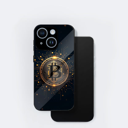 iPhone 15 Premium Acrylic Shockproof Glass Back Case (Bitcoin Armor)