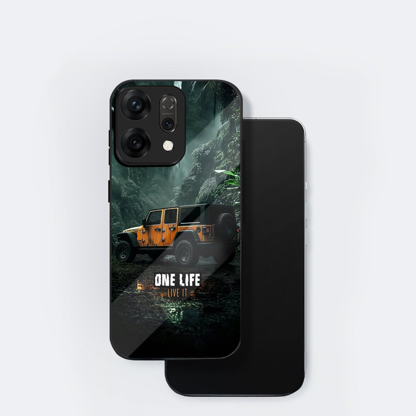 Oppo Reno 14 5G Premium Acrylic Shockproof Glass Back Case (Jeep Case)