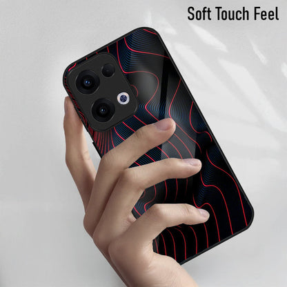 Oppo Reno 13 5G Premium Acrylic Shockproof Glass Back Case (Neon Waves)