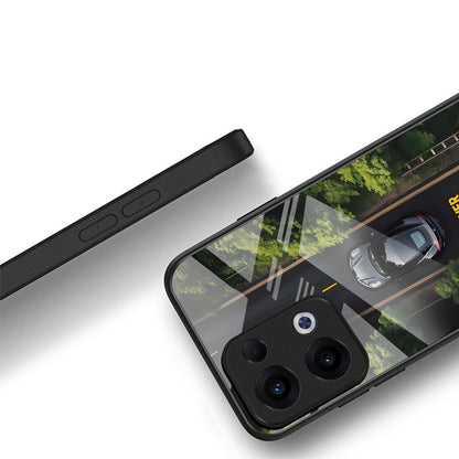 Oppo Reno 13 5G Premium Acrylic Shockproof Glass Back Case ( Road Never Give up )