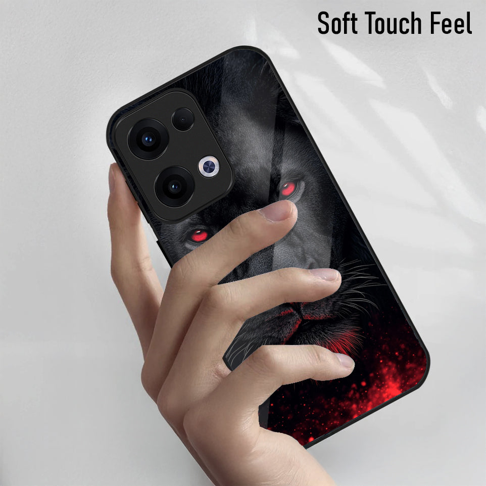 Oppo Reno 13 5G Premium Acrylic Shockproof Glass Back Case (Shadow Beast)