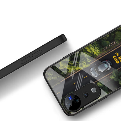 Vivo V40 Pro 5G Premium Acrylic Shockproof Glass Back Case ( Road Never Give up )
