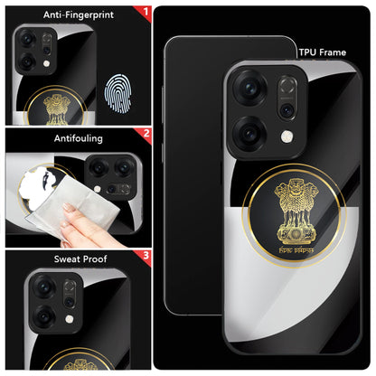 Oppo Reno 14 5G Premium Acrylic Shockproof Glass Back Case ( Satyamev Noir )
