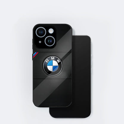 iPhone 14 Premium Acrylic Shockproof Glass Back Case (BMW LOGO)