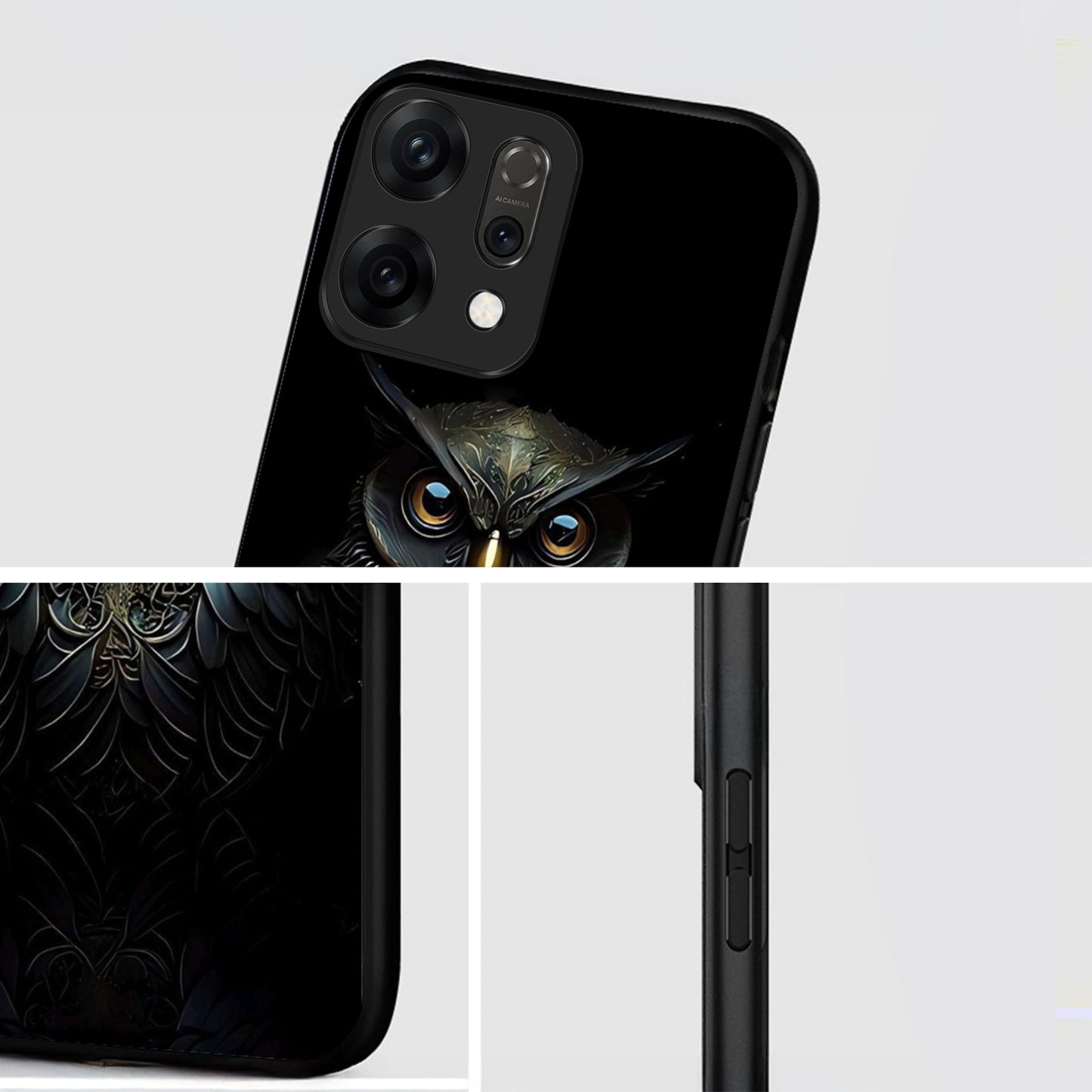 Oppo Reno 14 5G Premium Acrylic Shockproof Glass Back Case (Midnight Owl)