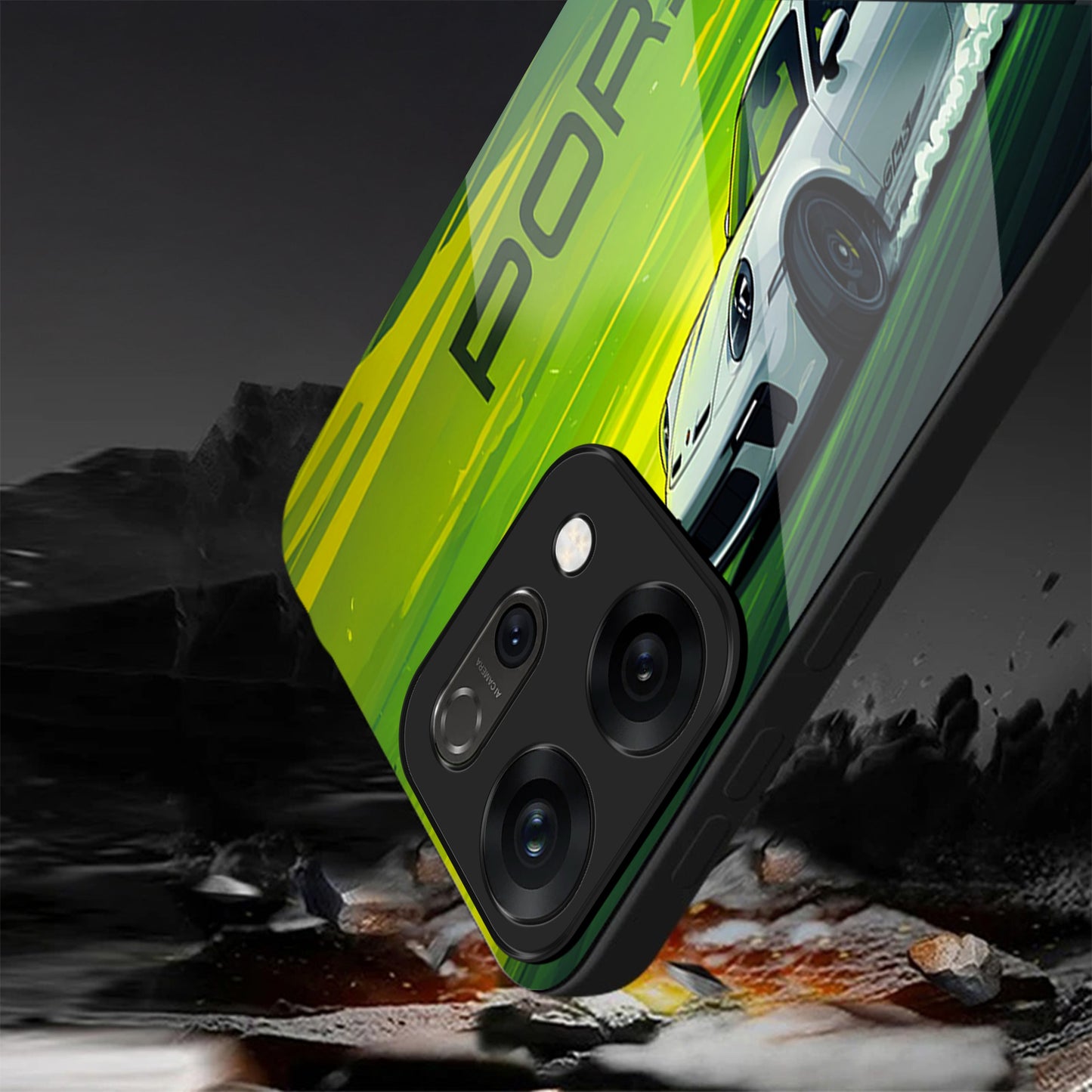 Oppo Reno 14 5G Premium Acrylic Shockproof Glass Back Case (Speedster Case)