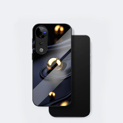 Vivo V40 Pro 5G Premium Acrylic Shockproof Glass Back Case (Golden Ripple)