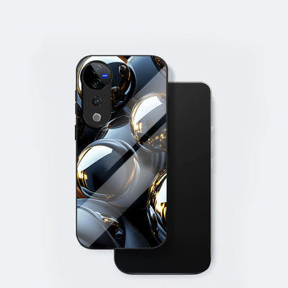Vivo V40 Pro 5G Premium Acrylic Shockproof Glass Back Case (Mirror Spheres)